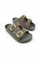Women's Gold Double Buckle Anatomical Comfortable Stylish Soft Sole Slippers