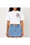 Crop T-Shirt White Printed Relaxed Fit Raw Cut Basic Short Tshirt
