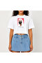 Crop T-Shirt White Printed Relaxed Fit Raw Cut Basic Short Tshirt