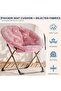 Saucer Chair – Plush Lazy Lounge Moon Chair with Folding Metal Frame | Flower Accent Seat - 5