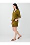 Oil Green Linen Blend Detailed Short Shorts - 3