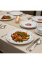 Fluted White Opalware Dinner Plate with Red Floral Design – 27 cm - 3