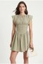 Women's Evora Waist Corset Detail Back Elastic Woven Short Khaki Dress - 3