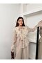 Lace and Ruffle Detailed Tie-Neck Slim Modal Shirt and Wide-Leg Pants Set 5325 - 2