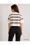 Ecru Standard Fit Regular Cut Crew Neck Short Sleeve Striped Women's T-Shirt Blouse - 2