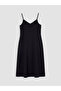 Black V-Neck Muslin Dress with Rope Straps - 2