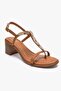 Serona Tan Genuine Leather Buckle Women's Thick Heeled Sandals - 3