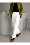 Men's White Comfortable Fit Elastic Waist Linen Look Baggy Trousers - 4