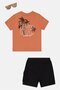 Toddlers Boy 3 Pcs Graphic Print T-Shirt And Shorts With Sunglasses Set, Multicolor - 2