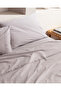 Tracey Single 100% Cotton Pleated Linen Look Washable Sheet Duvet Cover Set - Light Gray - 3