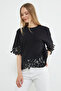 Lace Detailed Crew Neck Casual T-Shirt - 2