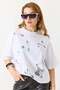 Women's white short sleeve t-shirt with paperclip print