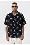 Patterned Short Sleeve Oversize Shirt - 7