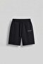 Men's Baggy Fit Basic Shorts with Embroidery Detail Black