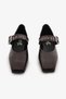 Burgundy Patent Leather Genuine Leather Square Toe Buckle Strap Detailed Women's Ballerina Shoes - 5