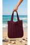 Women's Knitwear Knitted Accessories Lined Inside with Straps Casual Hand&Shoulder and Beach Bag Burgundy