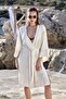Linen Beaded Embroidered Dressing Gown Cossybyaqua 26661-1(36-38) - 3