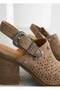 26Y4211 Genuine Leather Laser Cut Western Heel Women's Sandals Shoes - 2