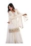 White Crunchy Silk Embroidered Sharara Set with Dupatta - HRT7518 | White - 2