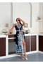 Imported Babel Fabric Full Buttoned Sleeveless Dress (Sash Included)-Navy Blue-2568 - 5