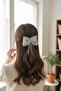 Bowknot Buckle Floral Pattern Transparent Lace and Chiffon Fabric Buckle - 3