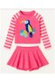 Girl's Skirt with Detailed Long Sleeves (Sun Protection) (3/10 Years) Printed Swimsuit - 2