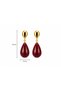 Burgundy Drop Stone Gold Detailed Dangle Earrings for Women Stylish Evening Dress Daily Combination - 4