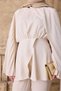 Women's Sleeve Gathered Shawl Detail Set Cream - 5