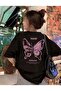 Women's Pink Butterfly Printed Comfortable T-Shirt Suitable for Daily Use - 2