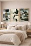 Earth Tones Geometric Patterned Boho 3-Piece Glass Painting Set - Gold Metal Framed Home and Office Painting - 2