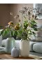 Line Patterned Stoneware Vase Modern Decorative White 22 cm - 3
