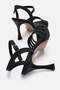 Women's 4-Strap Painted Heel Sandals; Black Glitter - 4