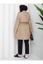 Polka Dot Waist Gathered Hijab Trench Coat Rc3134 - 9