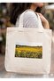 Beach Bag Picnic Bag Printed Cream Color Shoulder Bag / Handbag Quality Canvas Fabric Tote Bag 37X37 cm - 3