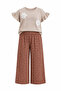 Girl's Floral Patterned Wide-Leg Pants Set, Casual and Comfortable Combination - 2