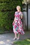Buttoned Cotton Flared Black Patterned Dress - 5