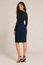 Women's Navy Blue Patterned High Waist Below Knee Pencil Skirt Daily Office Stylish Skirt - 2