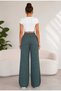 Women's Palazzo Trousers with Wrinkled Texture, Comfortable Fit, High Waist - 3