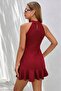Women's Off-The-Shoulder Open Ring Collar Ruffle Janjan Short Dress - 6