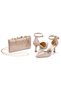 Women's Silvery Wave Textured Ankle-Strap Evening Dress Shoes and Bag Set
