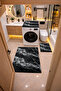 Non-Slip Base Digital Printed 3-Piece Bathroom Mat Set – Washing Machine, Toilet Seat, and Bathroom Rug - 3