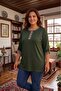 Plus Size Capri Sleeve Combed Cotton Blouse