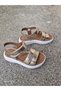 Genuine Leather Orthopedic Sole Velcro Girls' Sandals Gold - 5