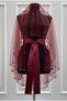 Burgundy Bridal Veil Set, Sparkling Crystal Stone Decorated, Henna Night Veil Coverlet 6 Pieces - 2