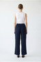 Straight-Leg Comfortable Fit Crepe Trousers - Navy Blue - 5