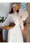 Shalwar Sleeves Ruffled Lace-Up Gathered Collar Flounce Loose Casual Bohemian Authentic Ethnic Shirt - 5