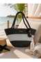 Beach Bag Jute Cord Handcrafted Gray Color Light Gray Thick Stripes