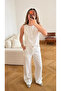 White Crop Tank Top Palazzo Pants Set - 55-0001 - 3