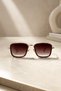 Unisex Women Square Gold Brown Metal Gradient Retro Uv400 Sunglasses - 7