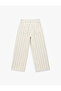 Cotton Striped Short Wide-Leg Pants with Tie-Waist - Crop Wide Leg Jeans - 4